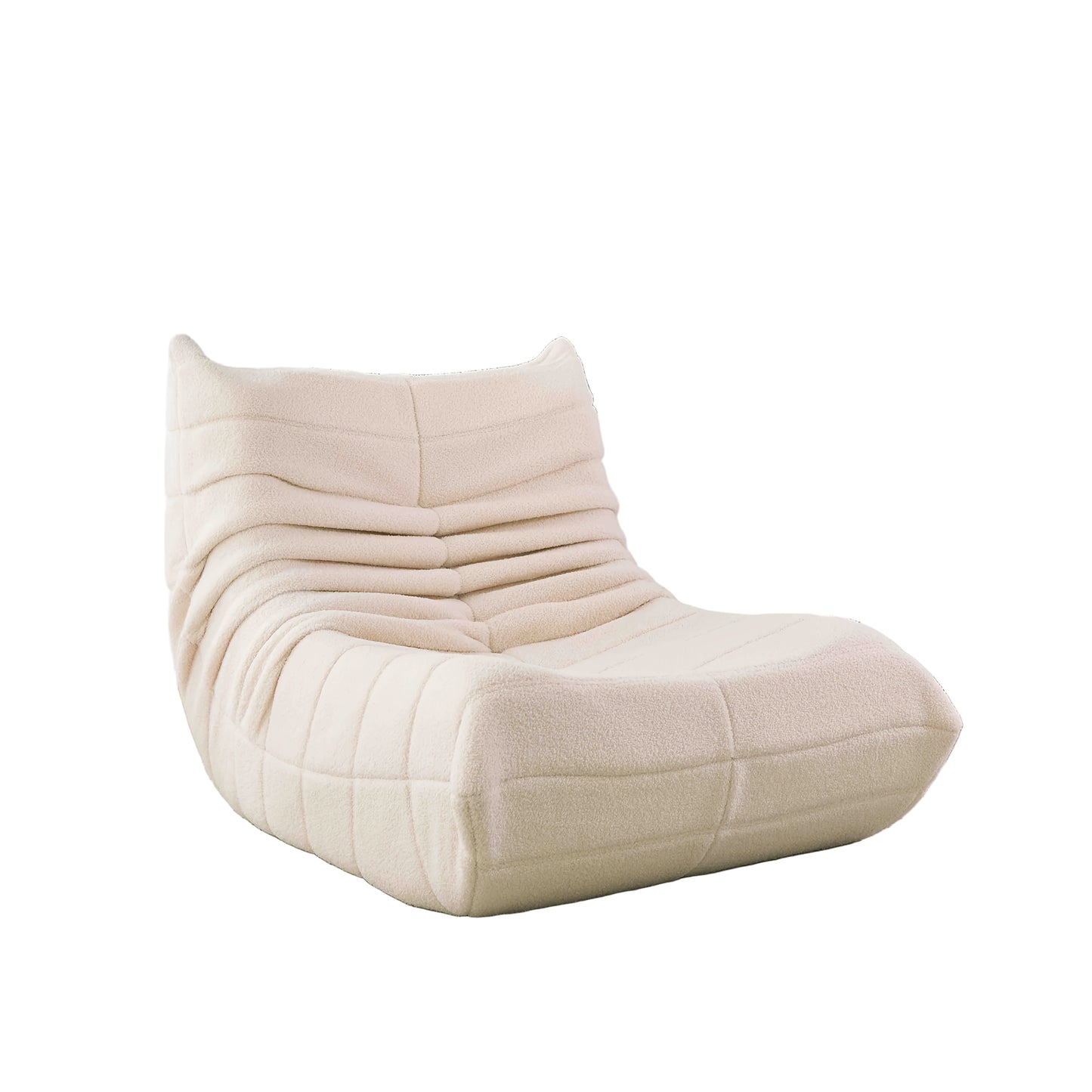 Vloerloungestoel – Zitzak – Leunstoel Zonder Armleuning – Poef – Loungestoel – Beige Sherpa Stof – Ergonomisch Ontwerp – Hoogwaardig Memory Foam