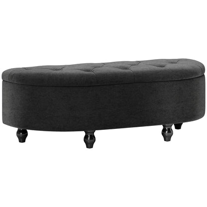 Opbergbank – Opbergbank – Zitbank – Bergruimte Bank – Velours Bank – Donkergrijs – Luxe Velours Bekleding – Stevig Rubberhout – Compact 120x46x42 cm
