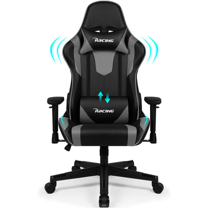 Gaming Stoel – Gaming Chair – Bureaustoel – Office Chair – Ergonomische Stoel – Verstelbaar 90°-170° – Lendensteun en Hoofdsteun – Zwart-Grijs