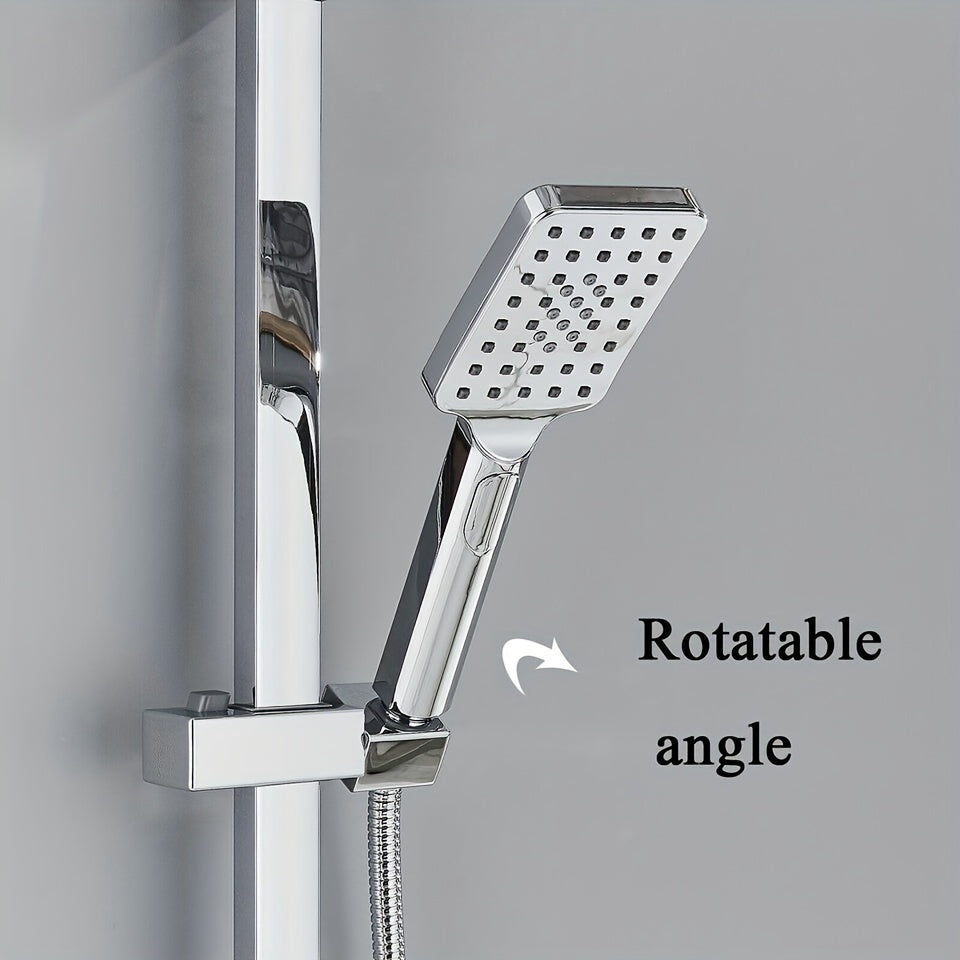 Regendouchesysteem – Douchekraan – Doucheset – Wanddouche – Handdouche – 4-in-1 Functie – Verstelbare Glijstang – Chrome Afwerking – Ingebouwd Opbergrek