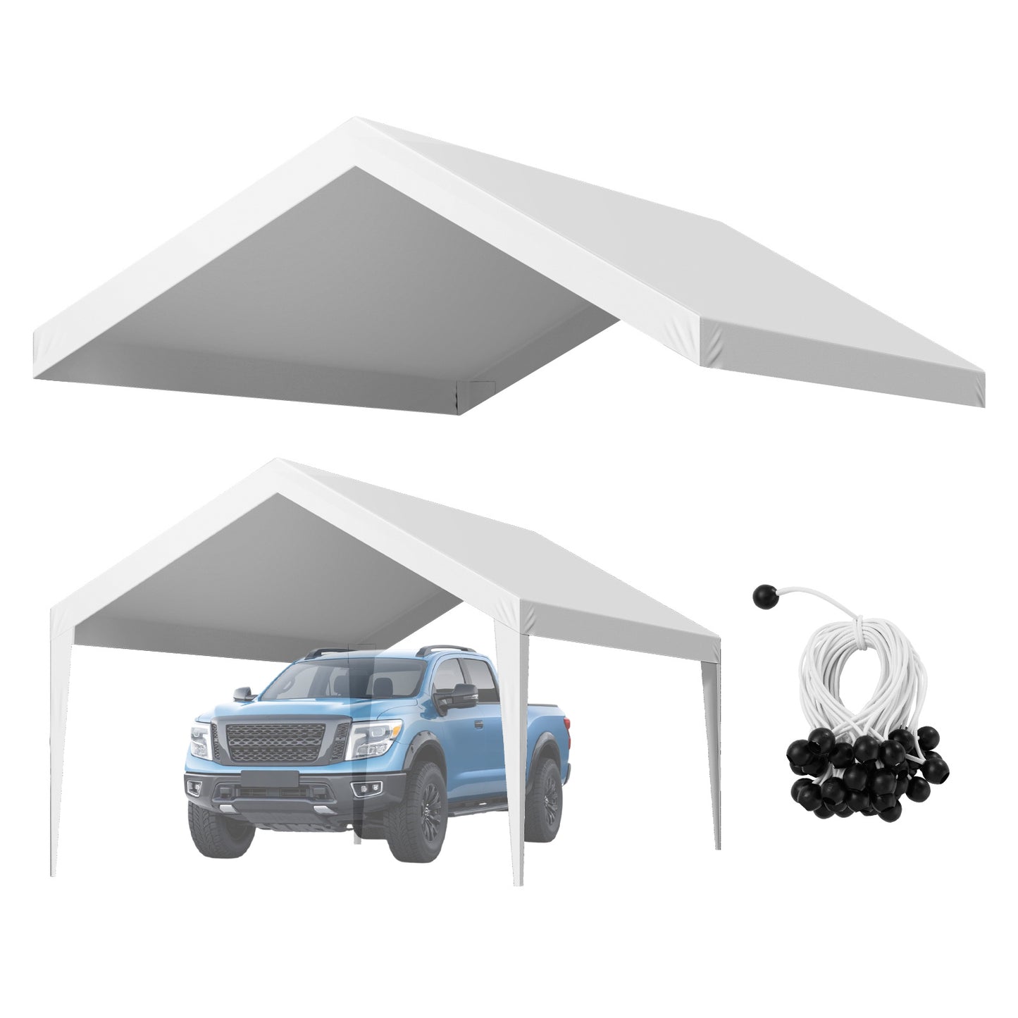 Carport Zeil – Vervanghoes Carport Doek – Canopy Cover – Carport Dakzeil – Wit – 3,6x6 Meter – UV-Bestendig & Waterdicht – Stevig 210g PE Weefdoek