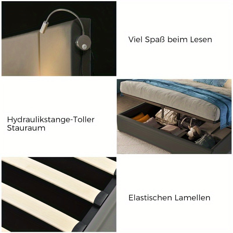 Modern Bed – Platformbed – Bedframe – Metalen Bed – Slaapkamerbed – Met Stoffen Hoofdbord – Vooraf Gemonteerd – Max. Belastbaarheid 300 kg