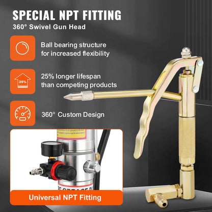 Vetspuit – Vetpomp – Pneumatische Vetspuit – Smeerpomp – Luchtbediende Vetpomp – 20 Liter Capaciteit – 13 ft Hoge Drukslang