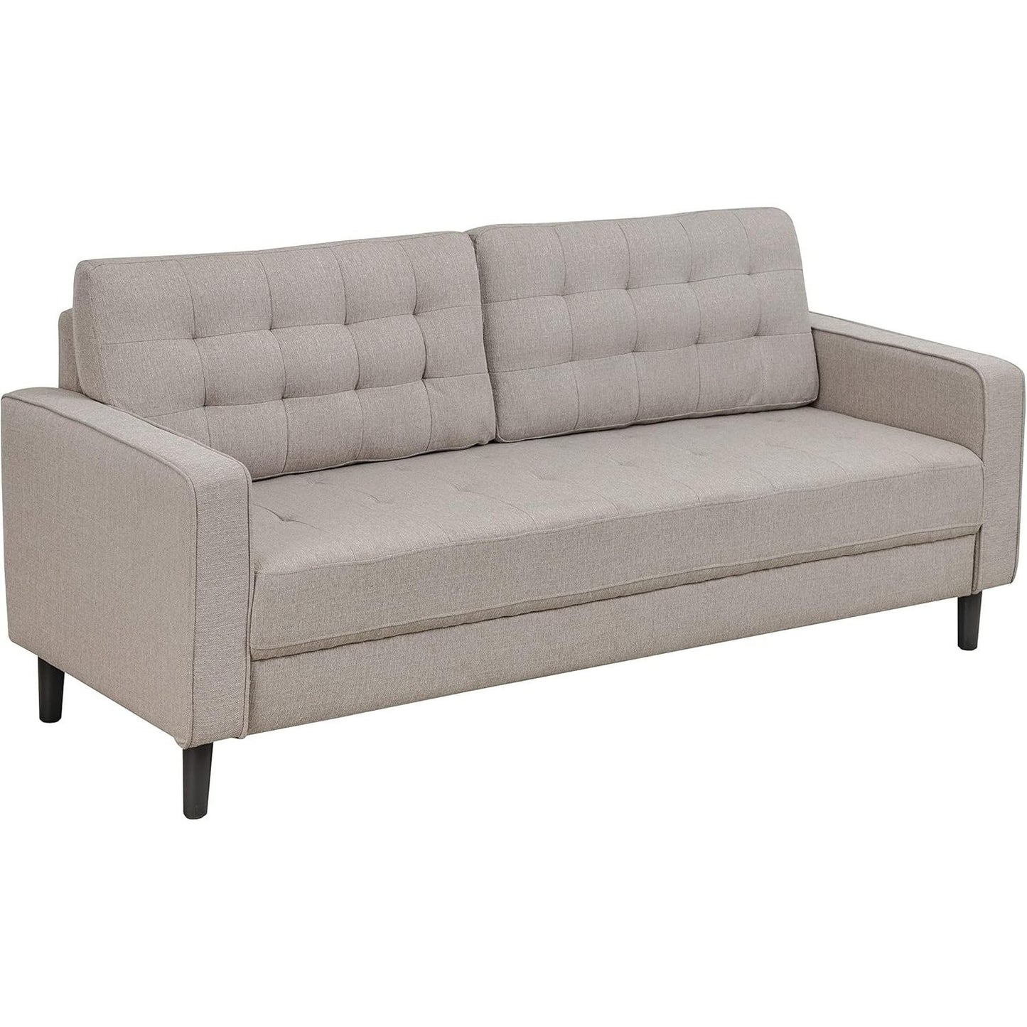 Bankstel – 3-Zitsbank – Sofa – Zitbank – Woonkamerbank – Beige Stof – Ademend Katoen – Houten Frame – Comfortabel & Duurzaam