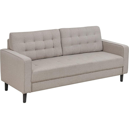 Bankstel – 3-Zitsbank – Sofa – Zitbank – Woonkamerbank – Beige Stof – Ademend Katoen – Houten Frame – Comfortabel & Duurzaam