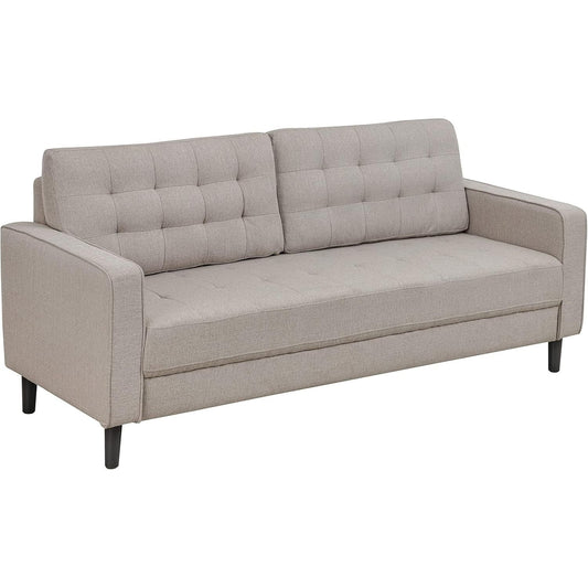 Bankstel – 3-Zitsbank – Sofa – Zitbank – Woonkamerbank – Beige Stof – Ademend Katoen – Houten Frame – Comfortabel & Duurzaam