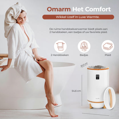 Handdoekverwarmer – Handdoekwarmer – Towel Warmer – Handdoek Stomer – Towel Heater – Bamboe Design – Timer Met Geurfunctie