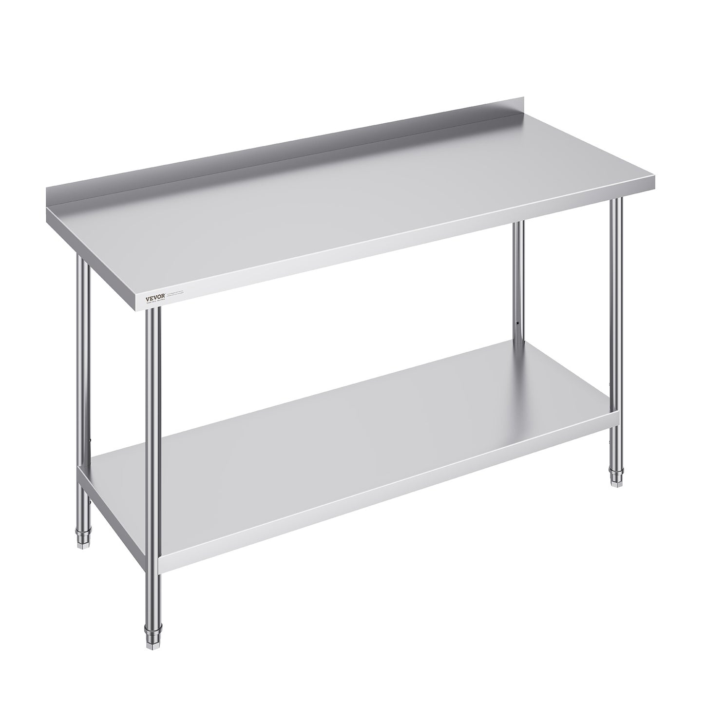 Werktafel RVS – RVS Tafel – Roestvrijstalen Werkbank – Keukentafel – Werkblad – 60 x 24 inch – 0,8 mm Dikte Roestvrij Staal – 3 Verstelbare Legplanken