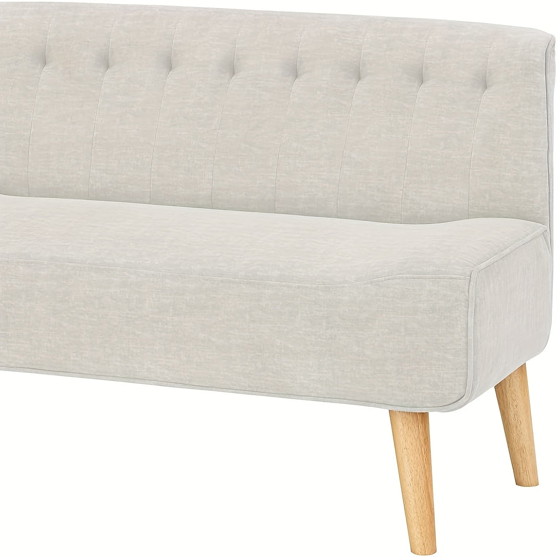 2-Zits Bank – Tweezitsbank – Loveseat – Sofa – Zithoek – Beige Stofbekleding Linnen Look – Stevige Houten Poten – Compact 117x55x75 cm