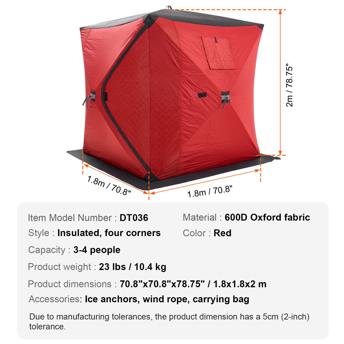 IJsvis Tent – Ijsvissententje – Vistent – Pop-up Tent – Schuiltent – Ruimte voor 3-4 Personen – Lichtgewicht Waterafstotend Polyester – Snelle Opzet