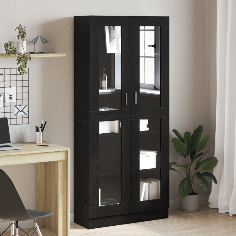 Boekenkast – Boekenrek – Opbergkast – Vakkenkast – Wandkast – Zwart Eikenhout – 82,5x30,5x185 cm – Hoge Draagkracht 999 kg