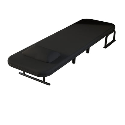 Slaapbank – Slaapstoel – Bedbank – Logeerbed – Slaapfauteuil – Verstelbare Rugleuning 5-standen – Stevig Metalen Frame – Ruimtebesparend – Zwart