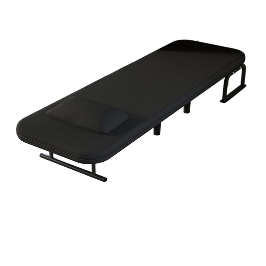 Slaapbank – Slaapstoel – Bedbank – Logeerbed – Slaapfauteuil – Verstelbare Rugleuning 5-standen – Stevig Metalen Frame – Ruimtebesparend – Zwart