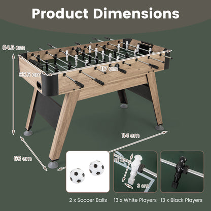 137.16cm Foosball Table, Arcade Soccer Game Table with 2 Balls & 26 Players, 2 Bead Style Scorers, Heavy Duty Foosball Table with Adjustable Leg Levelers