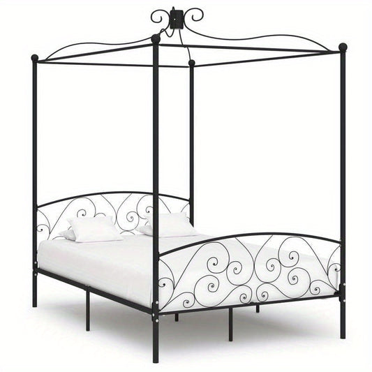 Twijfelaar Bedframe – Bedframe Metalen – Bedframe Zonder Hout – Bedframe 120x200 – Bedframe Zwart – Stevig Metaal – Art Deco Gordijnframe