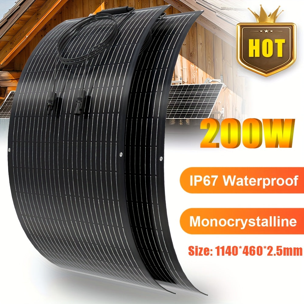 Zonnepaneel – Zonnepanelen Set – Flexibel Paneel – Draagbaar Solar – Camping Zonne-energie – 2x100W Monokristallijn – Buigbaar & Hoog Rendement