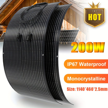 Zonnepaneel – Zonnepanelen Set – Flexibel Paneel – Draagbaar Solar – Camping Zonne-energie – 2x100W Monokristallijn – Buigbaar & Hoog Rendement