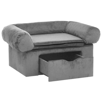 Gray Dog Sofa with Drawer 75x50x38cm Soft and Comfortable Convenient Storage Body-Fitting Easy to Clean Versatile for Home Suitable for Small-Medium Dogs