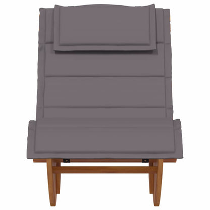 Teak Lounge Stoel – Loungestoel – Balkonstoel – Tuinstoel – Buitenzitmeubel – Donkergrijs Kussen – Weerbestendig Teakhout – Ergonomisch Ontwerp
