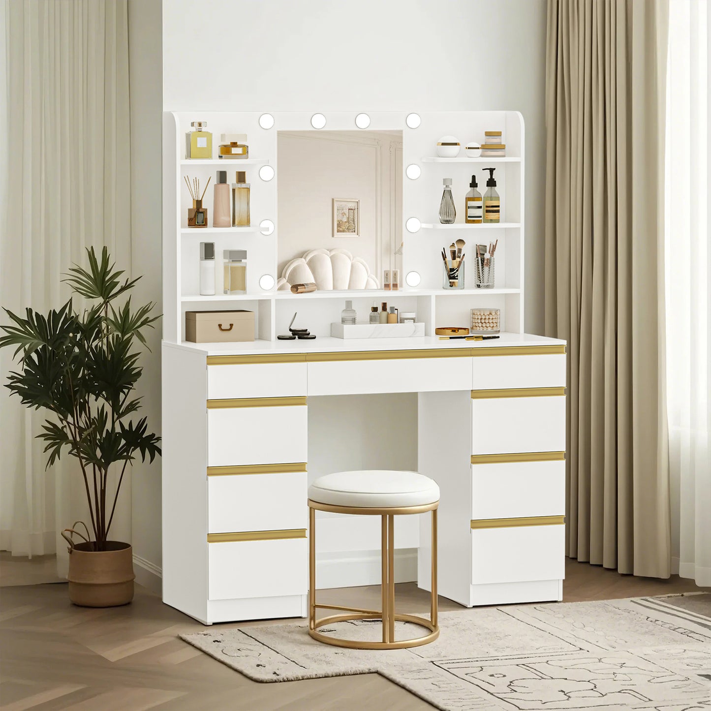 Sieradendoos – Juwelendoos – Sieradenhouder – Sieradenorganizer – Opbergkast – Grote HD Spiegel – Verstelbare 10 LED Lampjes