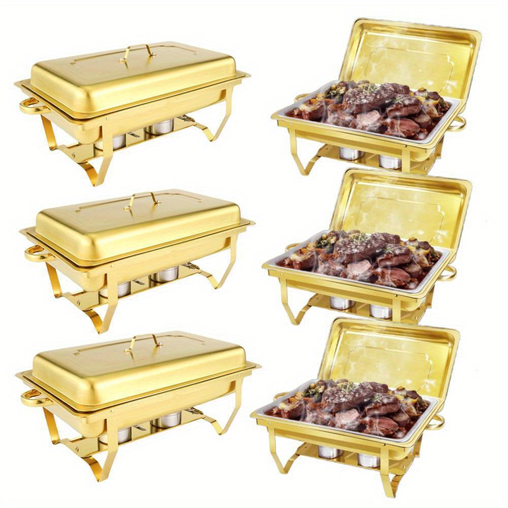 Bakplaat – Buffetbakplaat – Warmhoudbak – Serveerbak – Gouden bakplaat set – Roestvrij staal 201 – 8 quart inhoud – Zonder stroomgebruik