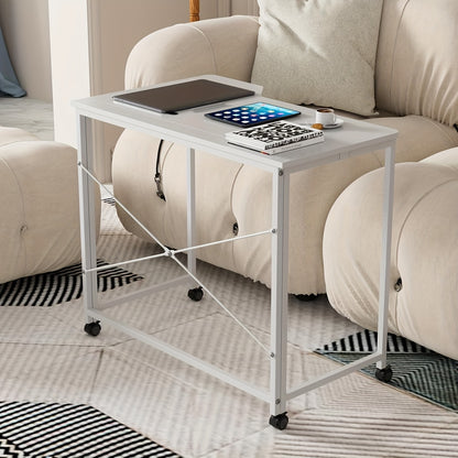 Bureau – Schrijftafel – Computerbureau – Werkplek – Opvouwbaar – 90x56 cm – Mobiel op Wielen – Industrieel Stalen Frame