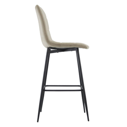 Velvet Fauteuils – Lounge Stoelen – Relax Stoelen – Leesfauteuils – Zwarte Metalen Structuur – Beige Velvet Bekleding – Ergonomische Rugleuning – Comfortabele Voetsteun