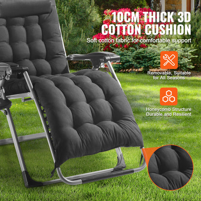 Zero Gravity Relaxstoel – Ligstoel – Loungestoel – Tuinstoel – Relaxfauteuil – Zwart – Verstelbare Ligpositie 90°-170° – Draagkracht 227 kg