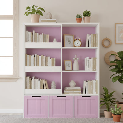 Boekenkast – Boekenrek – Opbergkast – Vakkenkast – Kast met lades – Houten constructie – Wieltjes voor mobiliteit