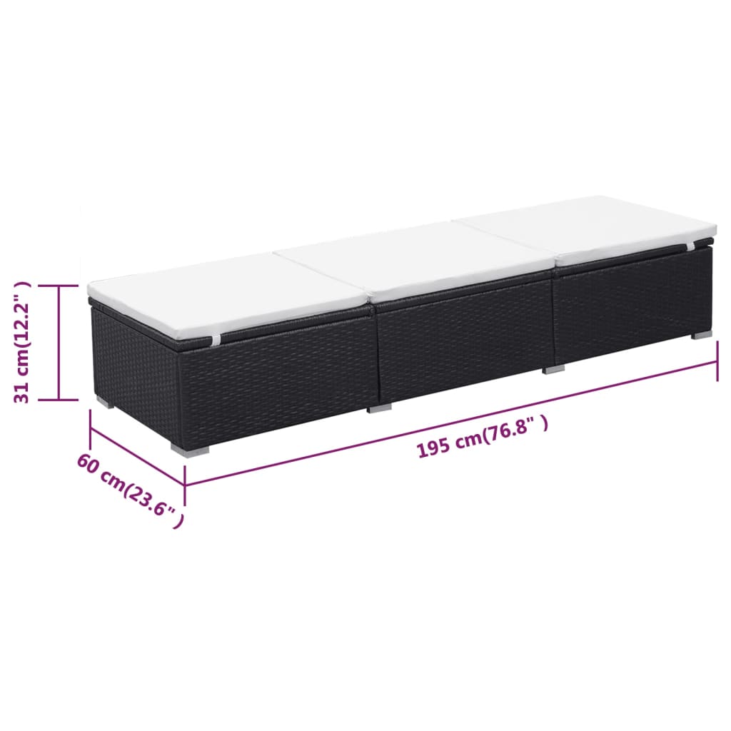 Poly Rattan Loungebank – Tuinbank – Ligbed - Loungeset – Ligstoel - Outdoor Bank – Instelbaar – Waterbestendig PE Rattan – Gepoedercoat Stalen Frame