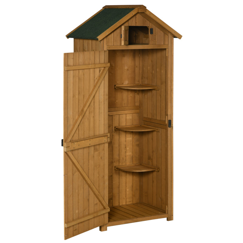 Tuinhuisje – Tuinkast – Tuinschuur – Berging – Opberghuis – Hout – Asfalt Dak – Ruime Deur & Uitneembare Planken – 77x54x179 cm – Geel