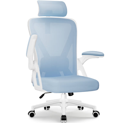 Ergonomic Office Chair with Adjustable Lumbar Support & Headrest, Folding Armrests, Foam Seat Suitable for & - Heavy-Duty, Assembly, Compatible for s (Desk Chair)