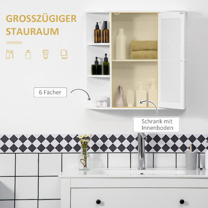 Badkamer Spiegelkast – Medicijnkastje – Wandkast – Opbergkast – Spiegelkast Met Deur – 8 Planken – Vochtbestendig Design