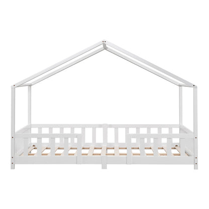 Kinderbed – Kinderbedje – Peuterbed – Peuterbedje – Huisbed – Valbeveiliging – Dennenhout – Wit – 90x200 cm