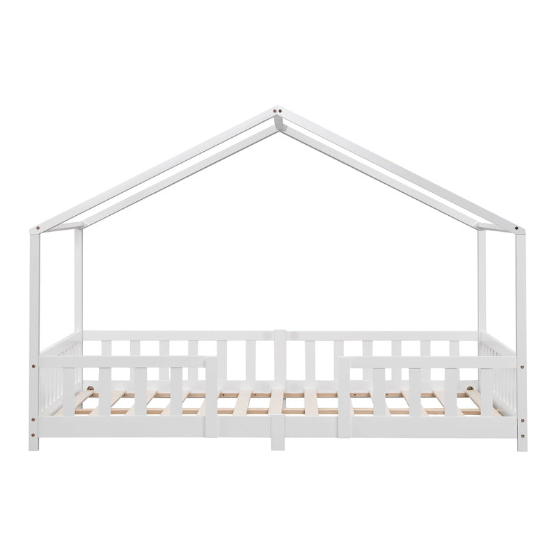 Kinderbed – kinderbedje – peuterbed – peuterbedje – huisbed – valbeveiliging – dennenhout – wit – 90x200 cm
