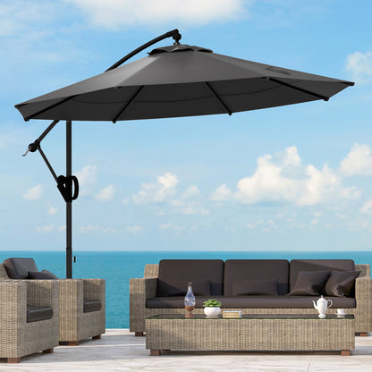 Verkeerslichtparasol – Tuinparasol – Zonneparasol – Buitenschemer – Terrasparasol – Grijs – Ø 293cm – Aluminium Frame – Windbestendig