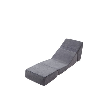 Kleine Vouwbare Sofa Bed – Slaapbank – Vouwbed – Chaise Longue – Slaapstoel – Vintage Grijs – Fluweel Bekleding – Veerkrachtig Schuim