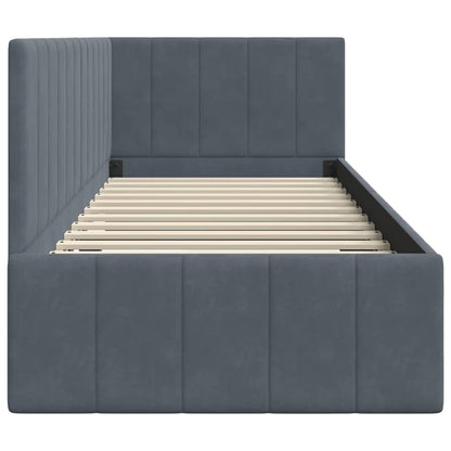 Bedframe – Bed – Eenpersoonsbed – Slaapbank – Kinderbed – Blauw Velvet Hoofdbord – Stevig Plaatmateriaal – Lattenbodem 80x200 cm