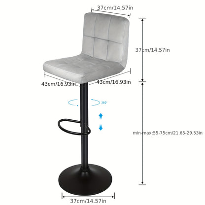 Barkrukken – Barstoelen – Krukken – Keukenstoelen – Barkruk Set – Velvet Bekleding – Draaibaar & Verstelbaar – Ergonomische Rugleuning