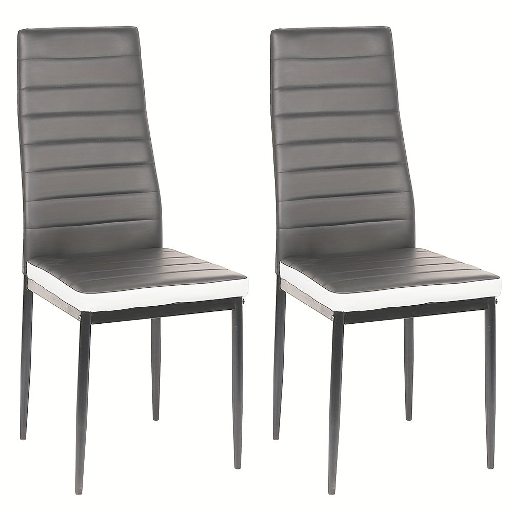 Eetkamerstoel – Stoel – Kuipstoel – Set Van 2 – Zwarte Metalen Poten – PU-Leer Bekleding – Hoge Rugleuning – Comfortabele Gevoerde Zitting