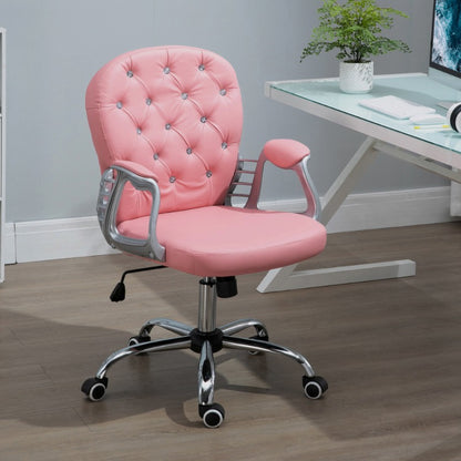 Bureaustoel – Ergonomische Stoel – Office Chair – Draaistoel – Computerstoel – Roze PU Bekleding – Verstelbare Zithoogte 95-105 cm – Zitvlak 59,5 x 60,5 cm