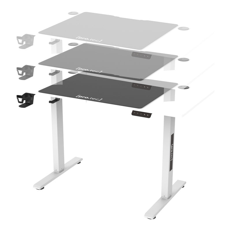 Verstelbaar Bureau – Zit-Sta Bureau – Elektrisch Bureau – Ergonomisch Bureau – Wit 140x60 cm – Traploos Verstelbaar 72-117 cm – Geheugenfunctie