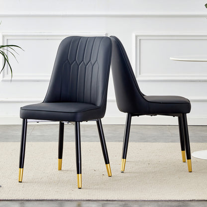 Eetkamerstoel – Stoel – Zitmeubel – Keukenstoel – Slaapkamerstoel – Set van 2 Zwart – PU Leer – Zwart Metalen Frame – Comfortabel en Duurzaam