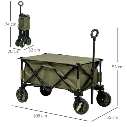 Vouwkar – Bolderkar – Steekwagentje – Transportkar – Inklapbare kar – Draagvermogen 120 kg – Stalen frame groen