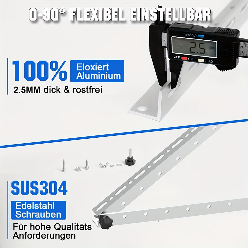 Verstelbare Zonnepaneel Steunen – Solar Panel Beugels – Montage Beugels – Zonnepanelen Montageset – Balkon Steunen – Aluminium Constructie – Kantelbaar 0°-90° – Tot 114 cm