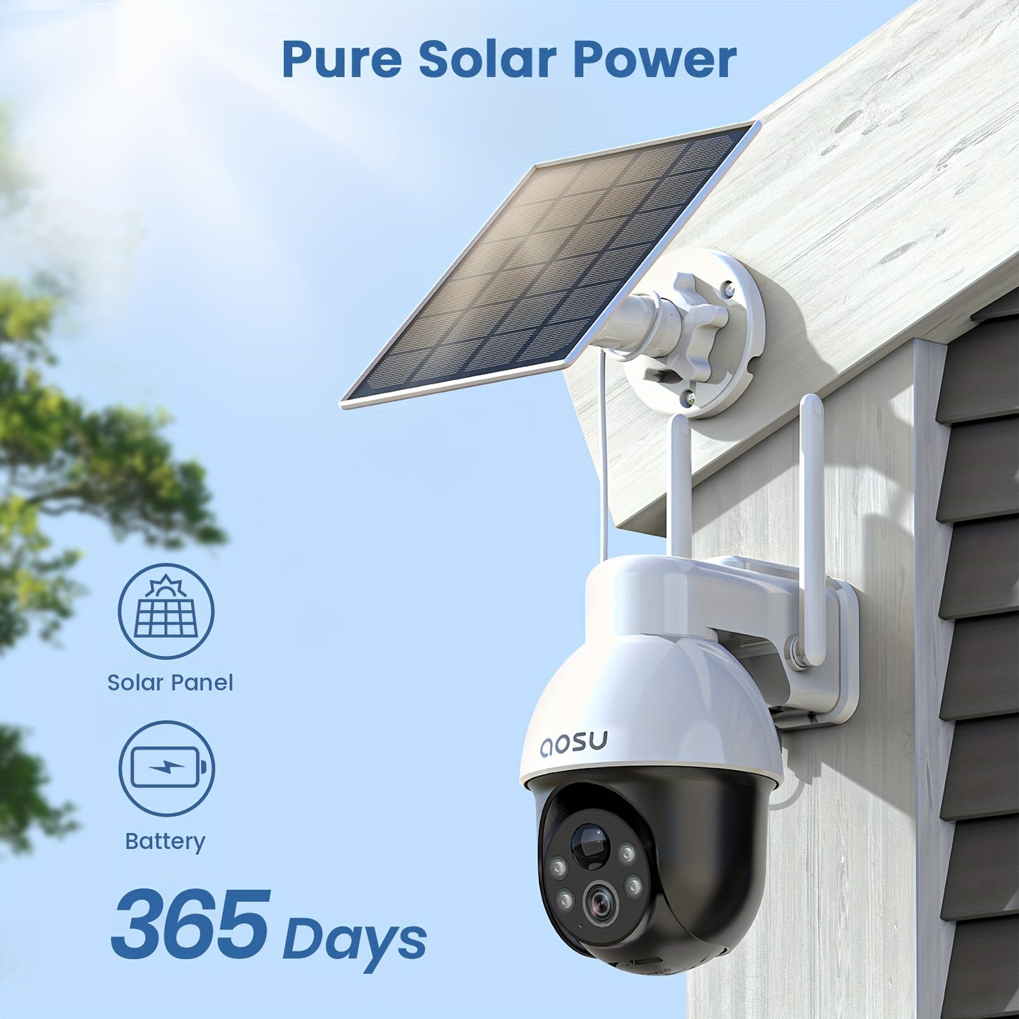 Draadloze Beveiligingscamera – Buiten Camera – Zonnepaneel Camera – Wifi Camera – Surveillance Camera – 2 Stuks – 5MP Nachtzicht – Panoramische PTZ Met Bewegingssensor