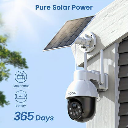 Draadloze Beveiligingscamera – Buiten Camera – Zonnepaneel Camera – Wifi Camera – Surveillance Camera – 2 Stuks – 5MP Nachtzicht – Panoramische PTZ Met Bewegingssensor
