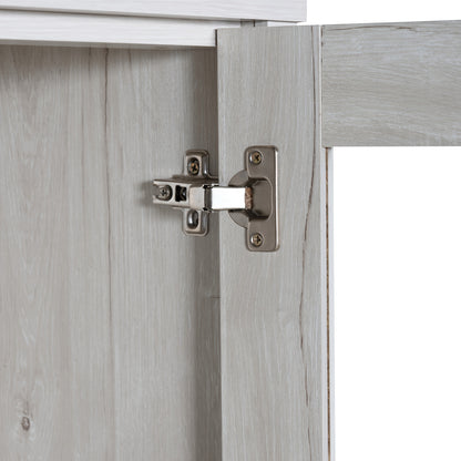 Halgangkast – Opberger – Schoenenkast – Kast – Bergkast – Wit – Hoog Slank Design – Bamboe Met Glazen Deur