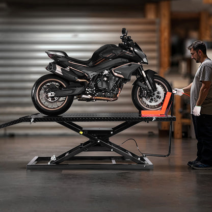 Motorfiets Krik – Motorkrik – Motorlift – Motorhefbrug – Motorheftafel – Pneumatisch – Draagvermogen 680 kg – Verstelbare Hoogte 18-94 cm