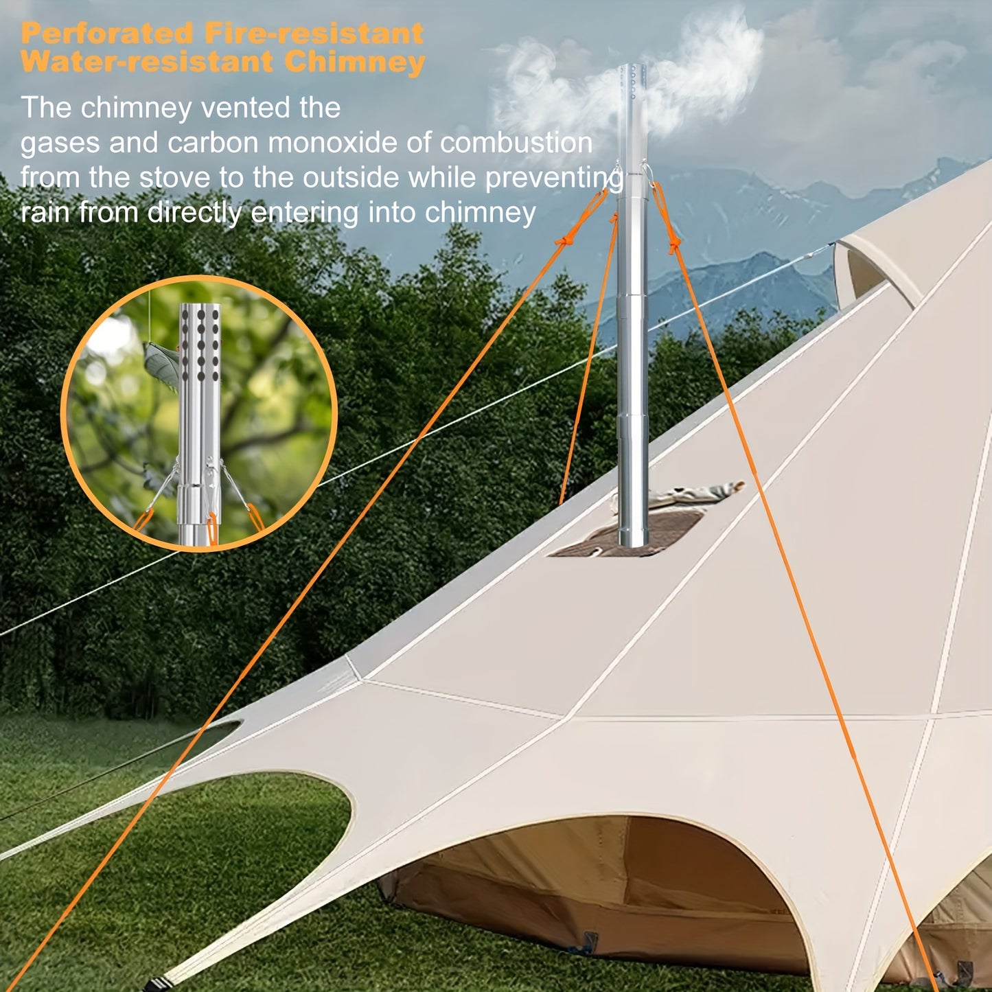 Houtkachel – Campingkachel – Tentkachel – Houtkachel Draagbaar – Outdoor Houtkachel – RVS – 7 Schoorsteenpijpen – Compact & Lichtgewicht